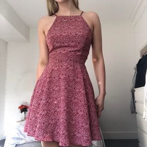 Hollister Red Patterned Lace Up Cutout Back Fit &
Flare Dress